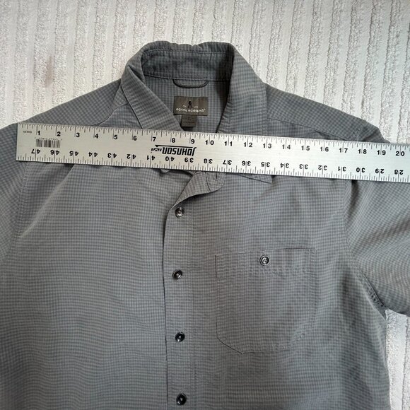 Royal Robbins Mens Standard Fit Gray Gingham Button Up Shirt Large Short Sleeve - Picture 4 of 6